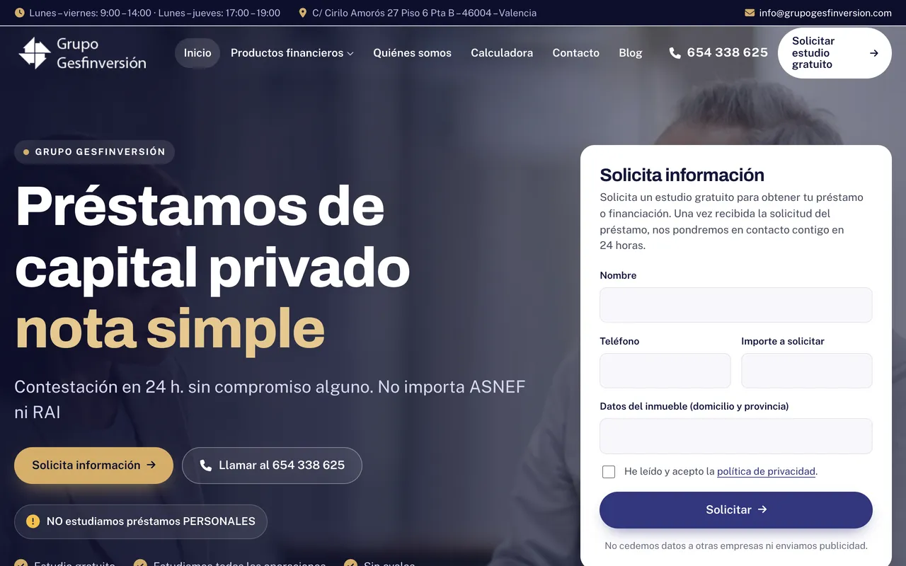 Grupo Gesfinversión — Web · Finanzas